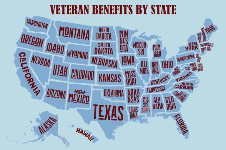 Featured image for Veteran Benefits by State, showing a map of The United States